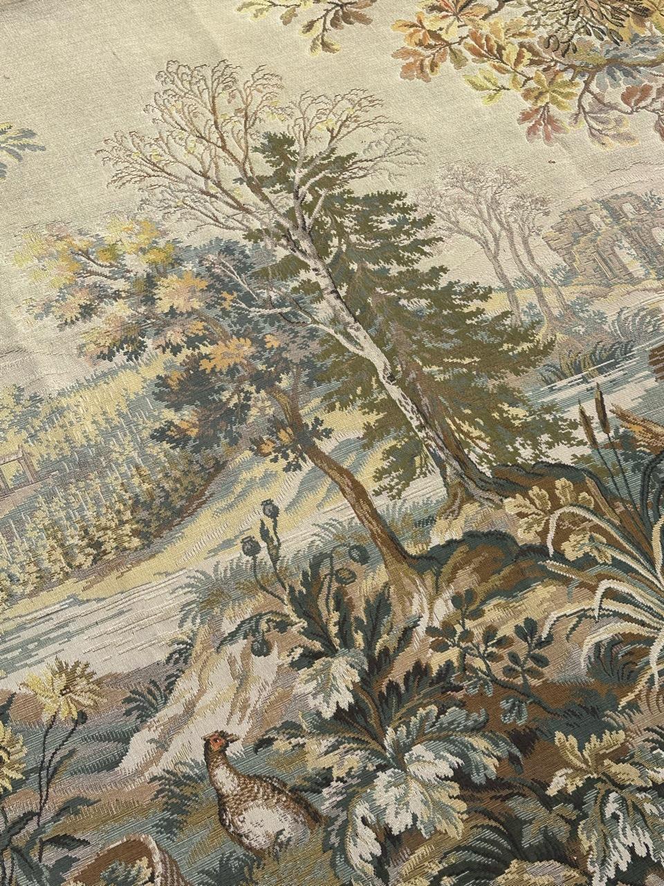 Nice vintage French Aubusson Style Jacquard Tapestry  « Autumn-winter » Lana en venta