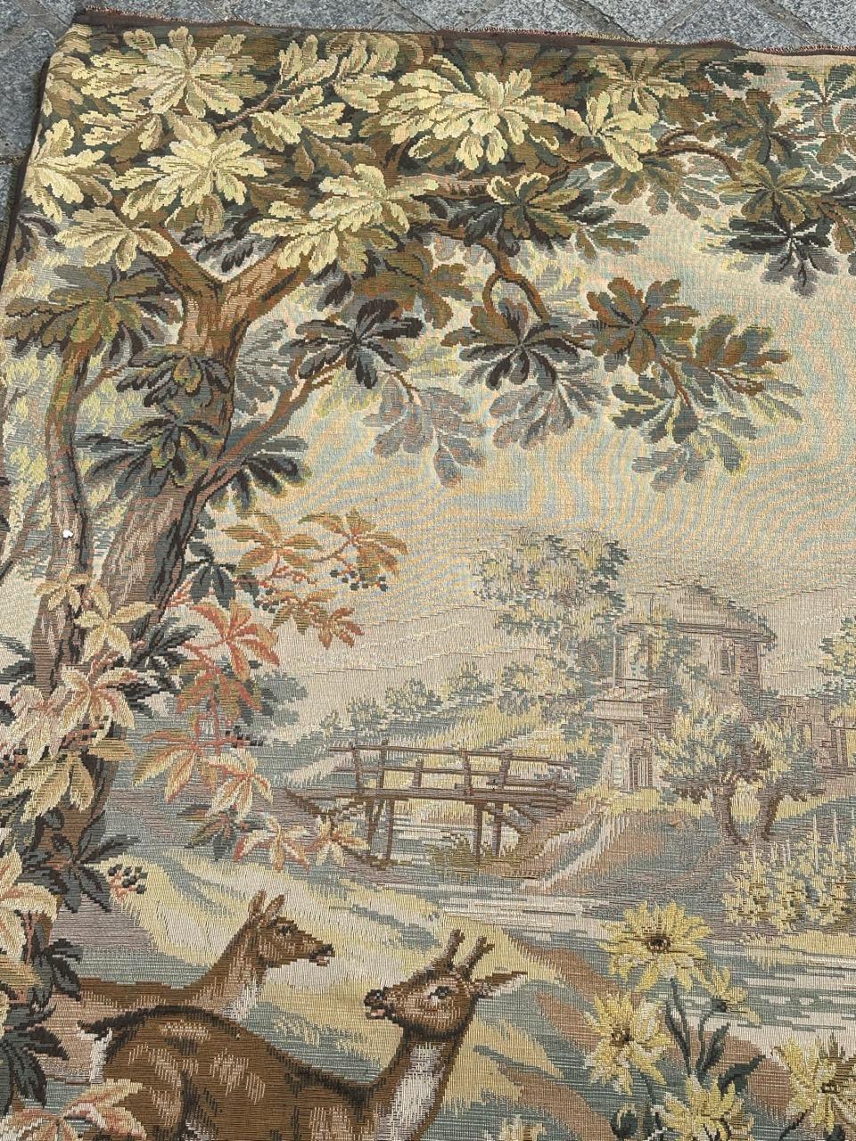 Nice vintage French Aubusson Style Jacquard Tapestry  « Autumn-winter » en venta 1