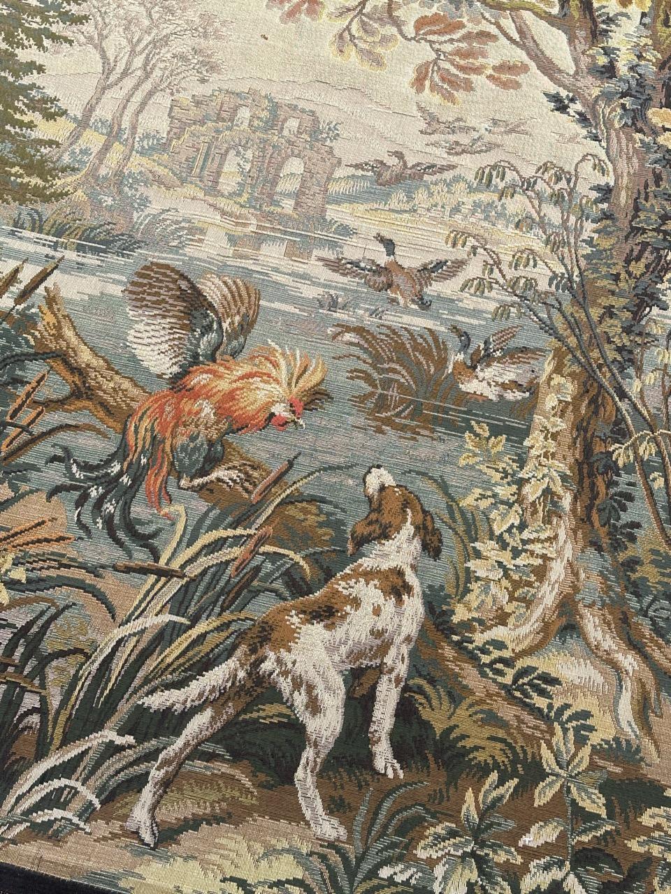 Nice vintage French Aubusson Style Jacquard Tapestry  « Autumn-winter » en venta 2
