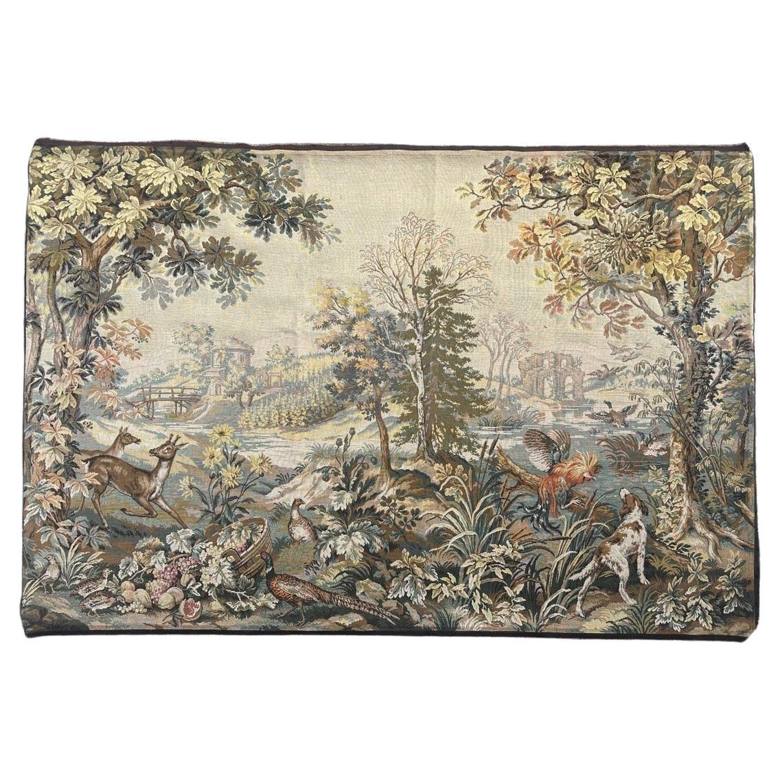 Nice vintage French Aubusson Style Jacquard Tapestry  « Autumn-winter »