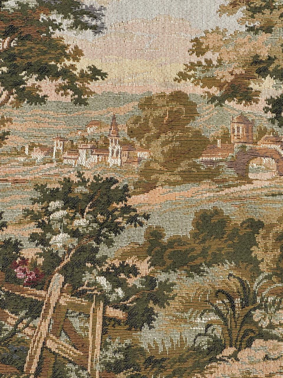 Schöner französischer Jacquard-Wandteppich im Aubusson-Stil im Aubusson-Stil mit Kissenfront im Angebot 3