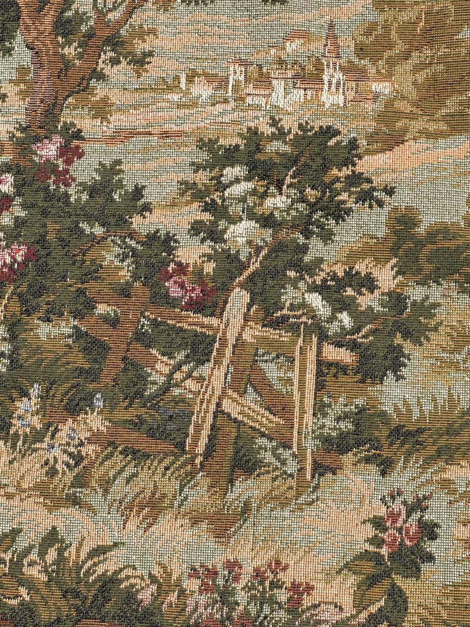 Schöner französischer Jacquard-Wandteppich im Aubusson-Stil im Aubusson-Stil mit Kissenfront im Angebot 4