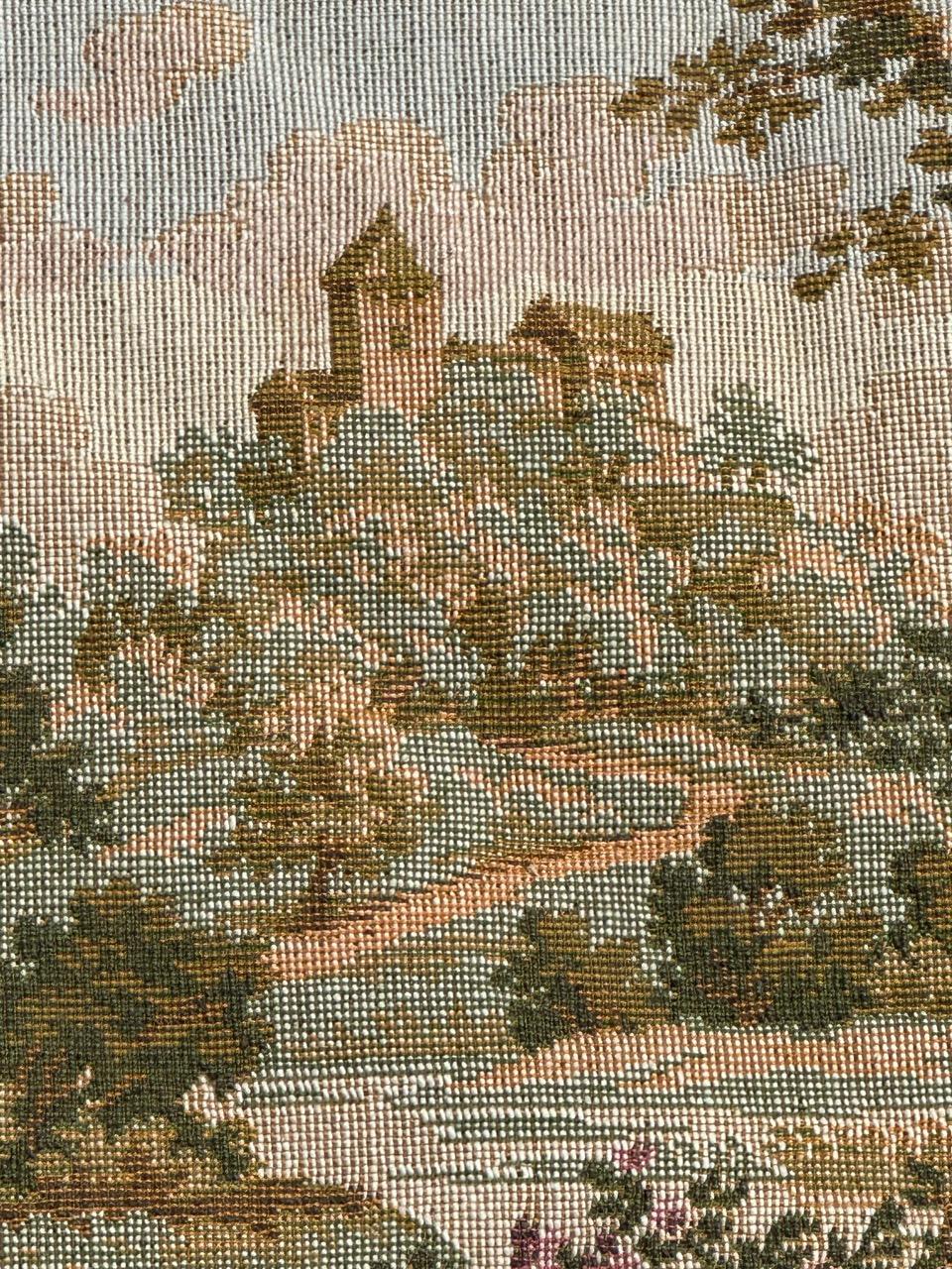 Schöner französischer Jacquard-Wandteppich im Aubusson-Stil im Aubusson-Stil mit Kissenfront im Angebot 5