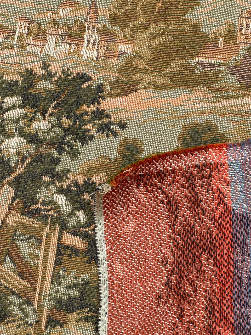 Schöner französischer Jacquard-Wandteppich im Aubusson-Stil im Aubusson-Stil mit Kissenfront im Angebot 6