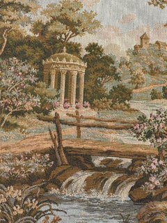 Bonito cojín tapiz jacquard estilo Aubusson francés vintage cara