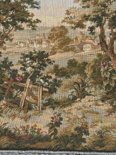 Bonito cojín tapiz jacquard estilo Aubusson francés vintage cara