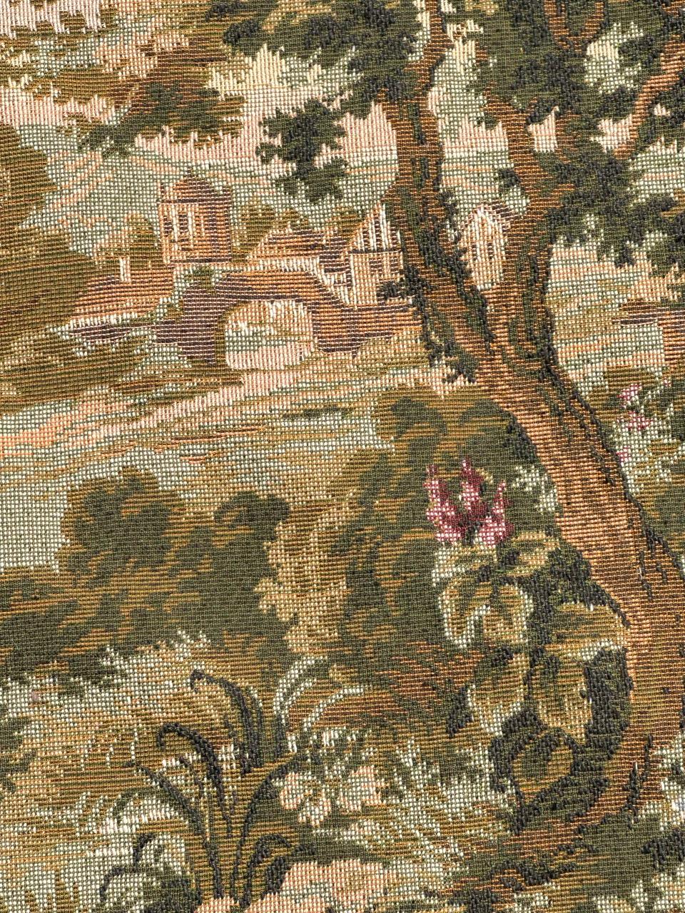 Schöner französischer Jacquard-Wandteppich im Aubusson-Stil im Aubusson-Stil mit Kissenfront (20. Jahrhundert) im Angebot