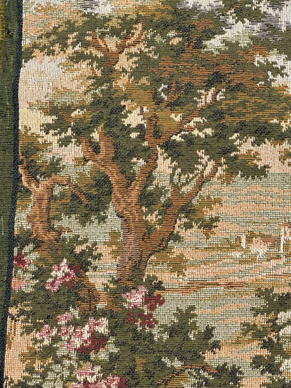 Schöner französischer Jacquard-Wandteppich im Aubusson-Stil im Aubusson-Stil mit Kissenfront im Angebot 2