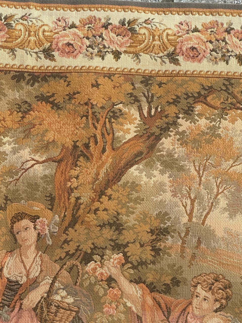 Schöner französischer Jacquard-Wandteppich im Aubusson-Stil, Vintage  