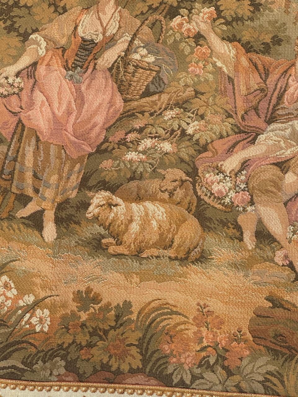 Schöner französischer Jacquard-Wandteppich im Aubusson-Stil, Vintage  