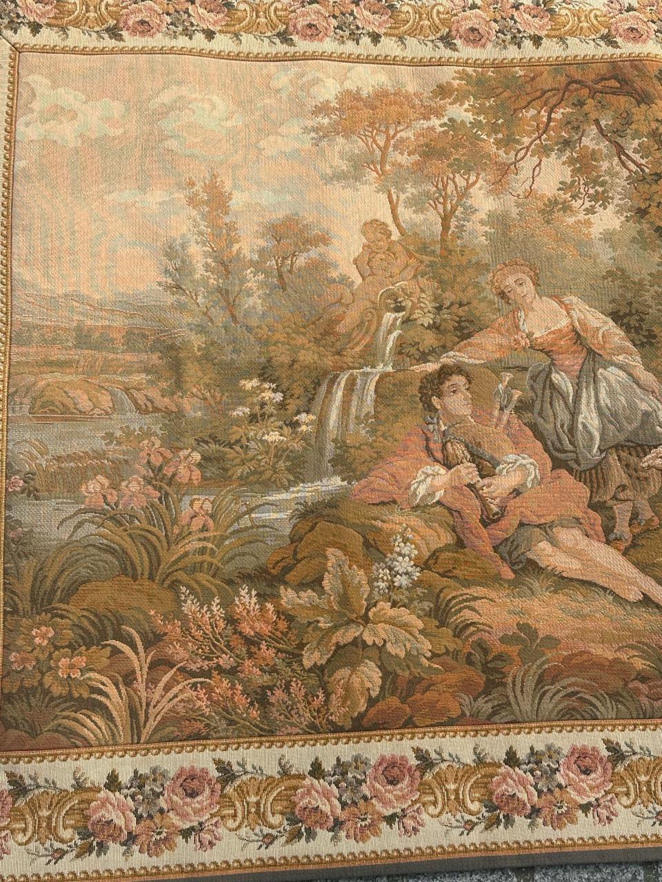 Schöner französischer Jacquard-Wandteppich im Aubusson-Stil, Vintage  