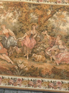 Nice vintage French Aubusson Style Jacquard Tapestry  « Gallant meeting »