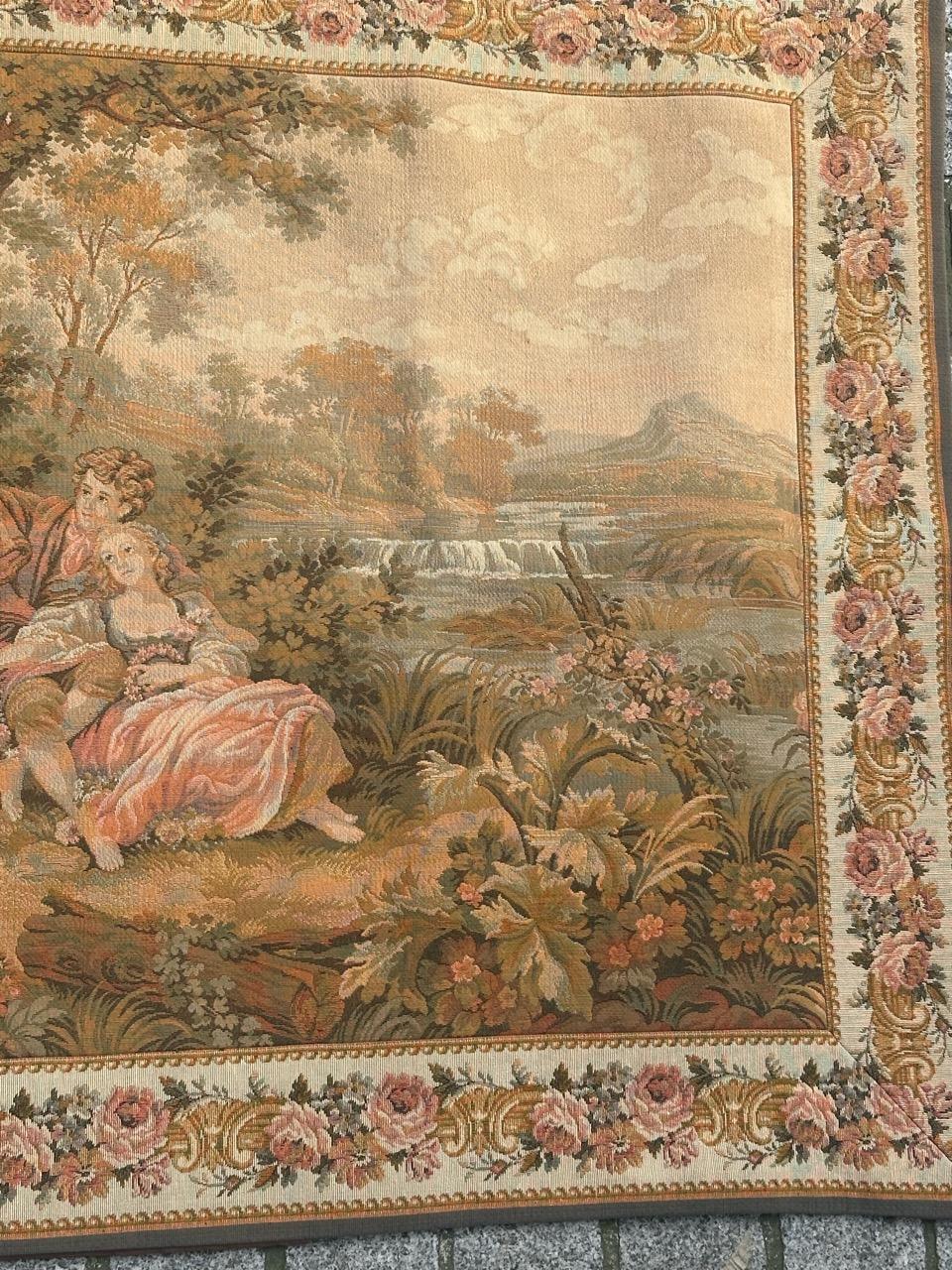 Schöner französischer Jacquard-Wandteppich im Aubusson-Stil, Vintage  