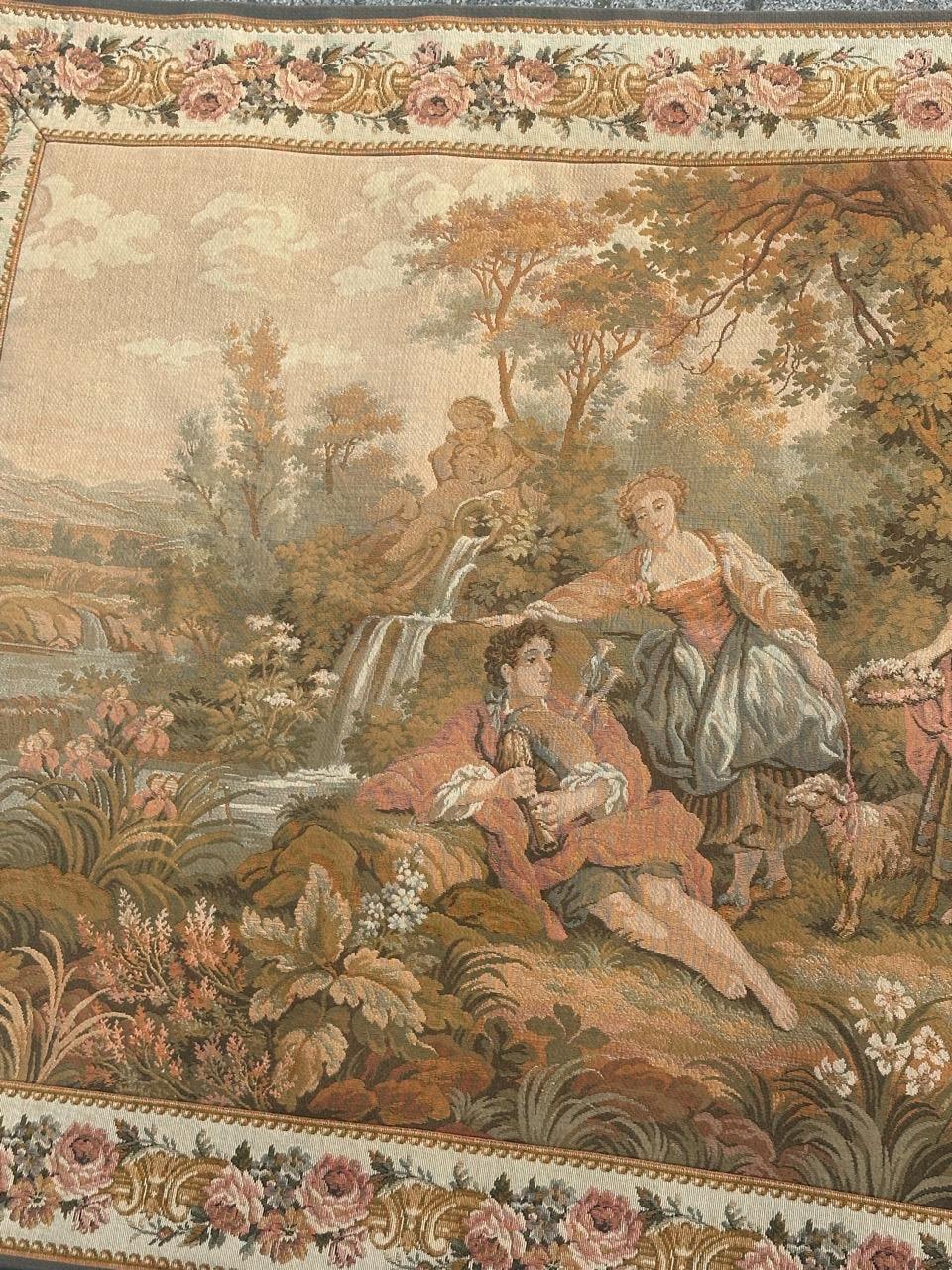 Schöner französischer Jacquard-Wandteppich im Aubusson-Stil, Vintage  