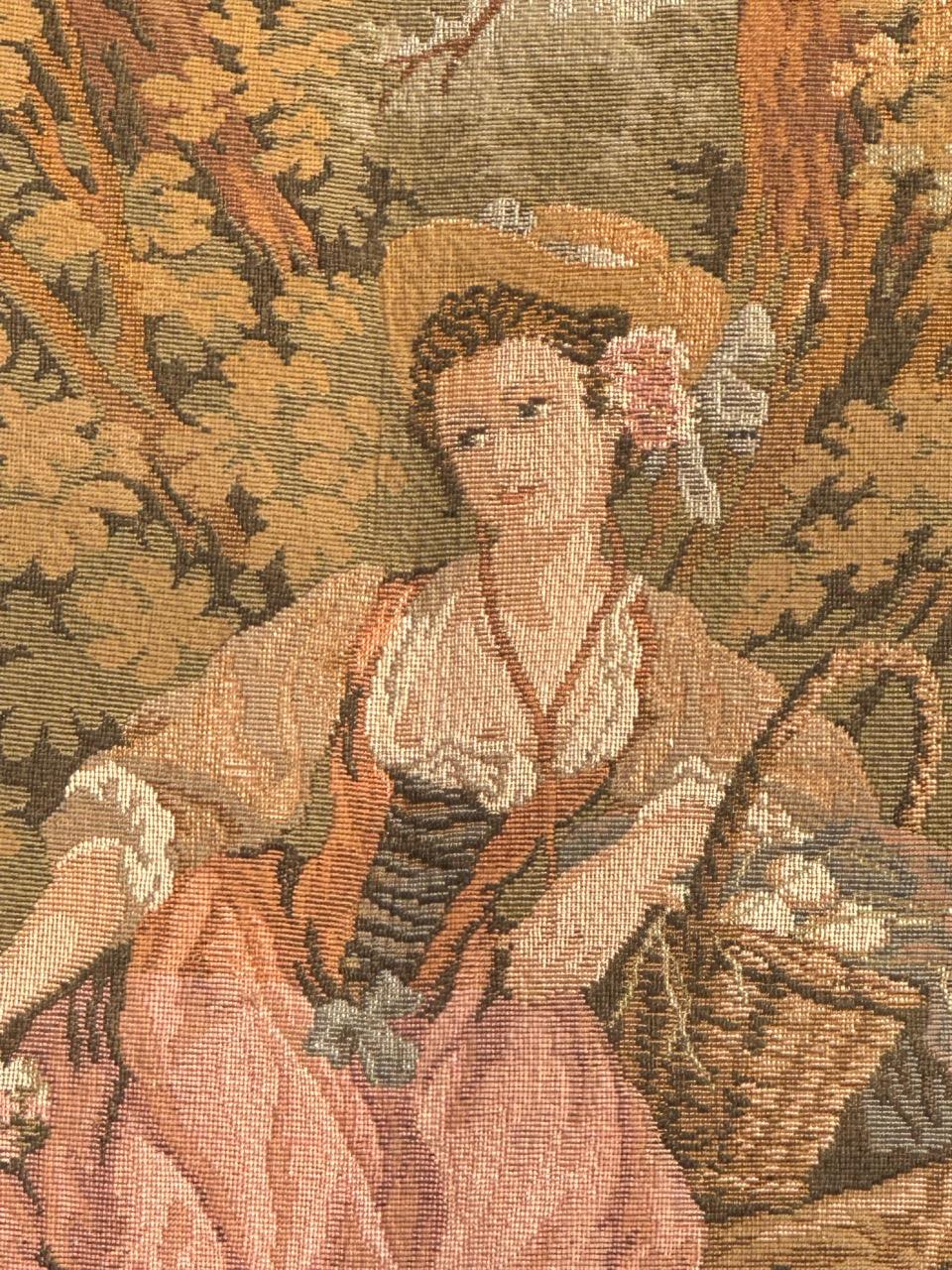Schöner französischer Jacquard-Wandteppich im Aubusson-Stil, Vintage  