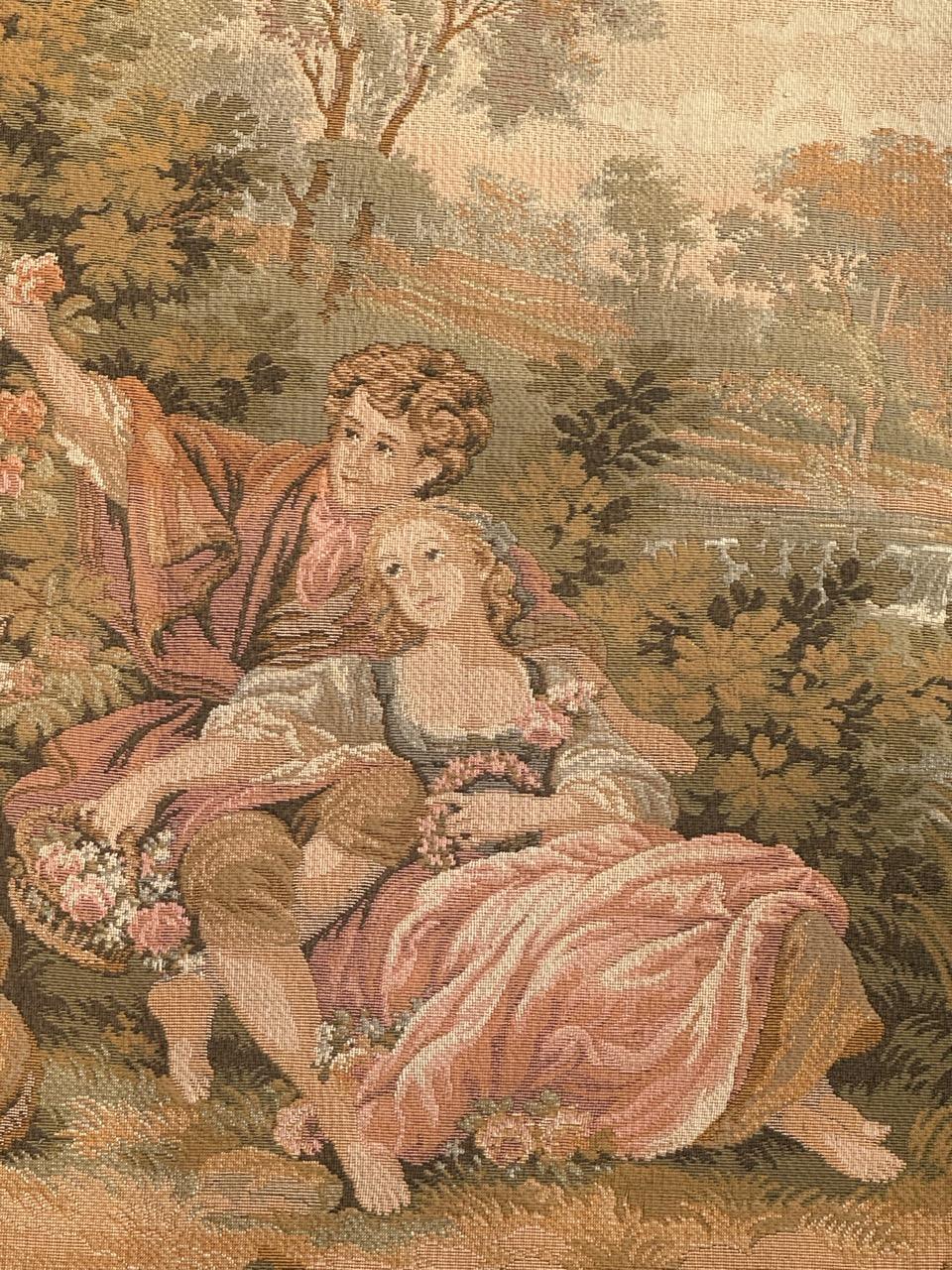 Schöner französischer Jacquard-Wandteppich im Aubusson-Stil, Vintage  