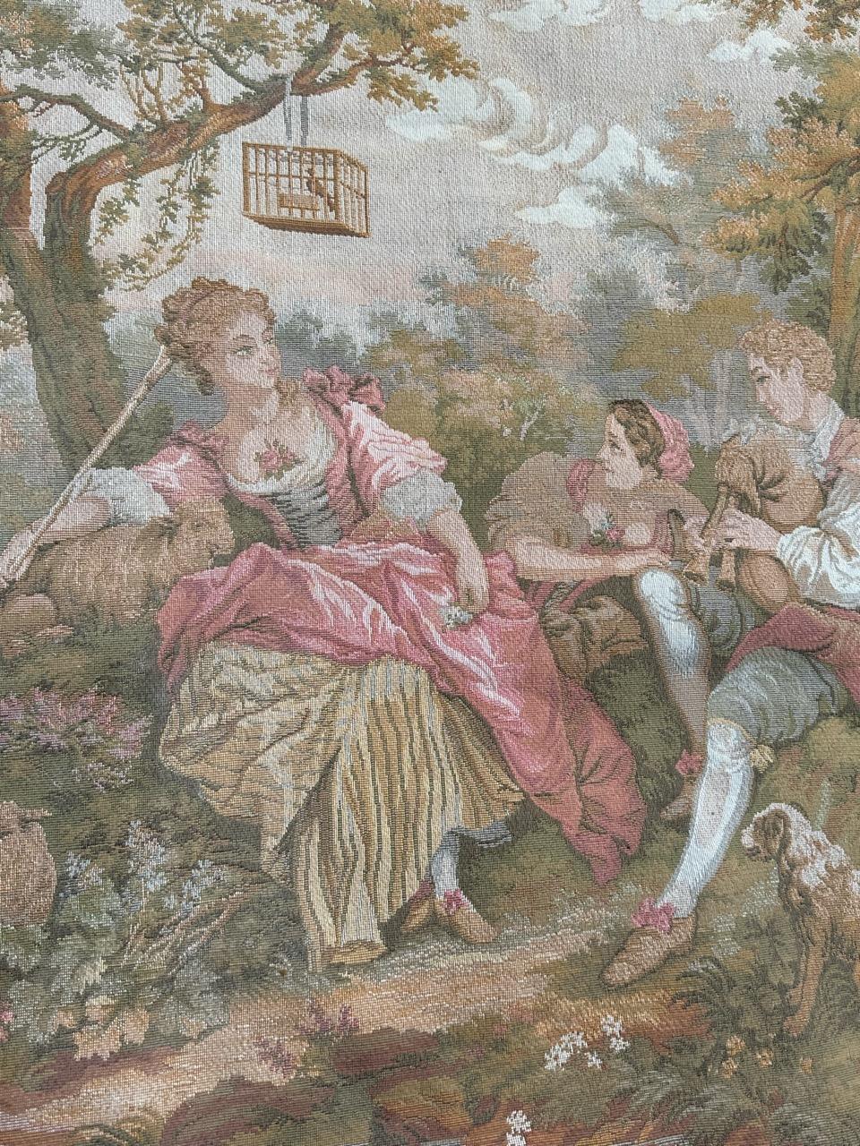 Schöner französischer Jacquard-Wandteppich im Aubusson-Stil, Vintage  