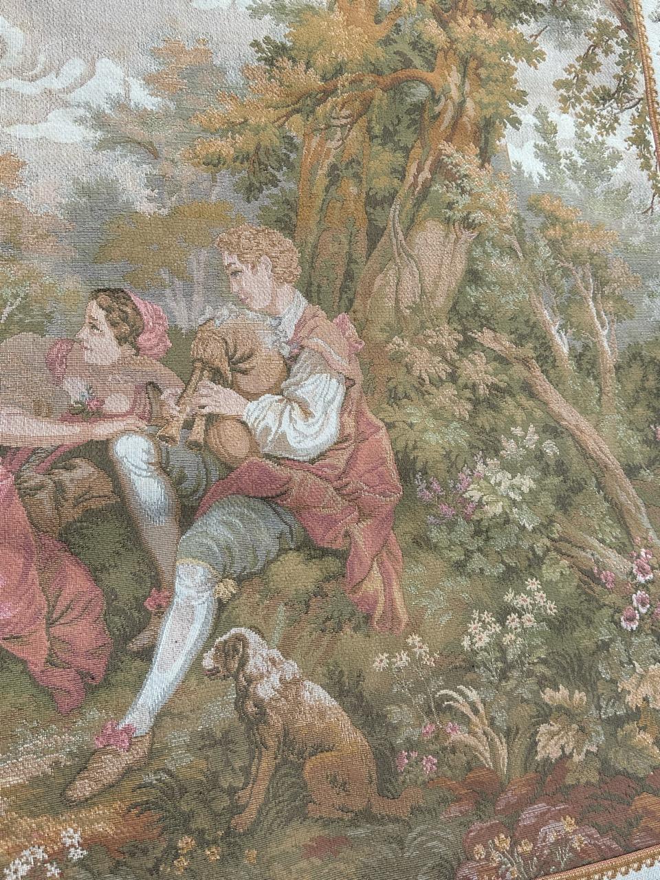 Schöner französischer Jacquard-Wandteppich im Aubusson-Stil, Vintage  