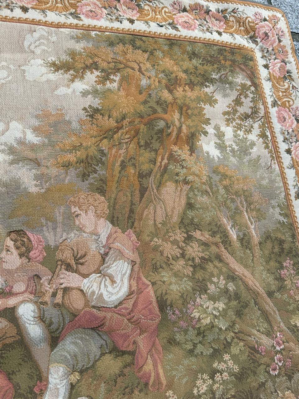 Schöner französischer Jacquard-Wandteppich im Aubusson-Stil, Vintage  