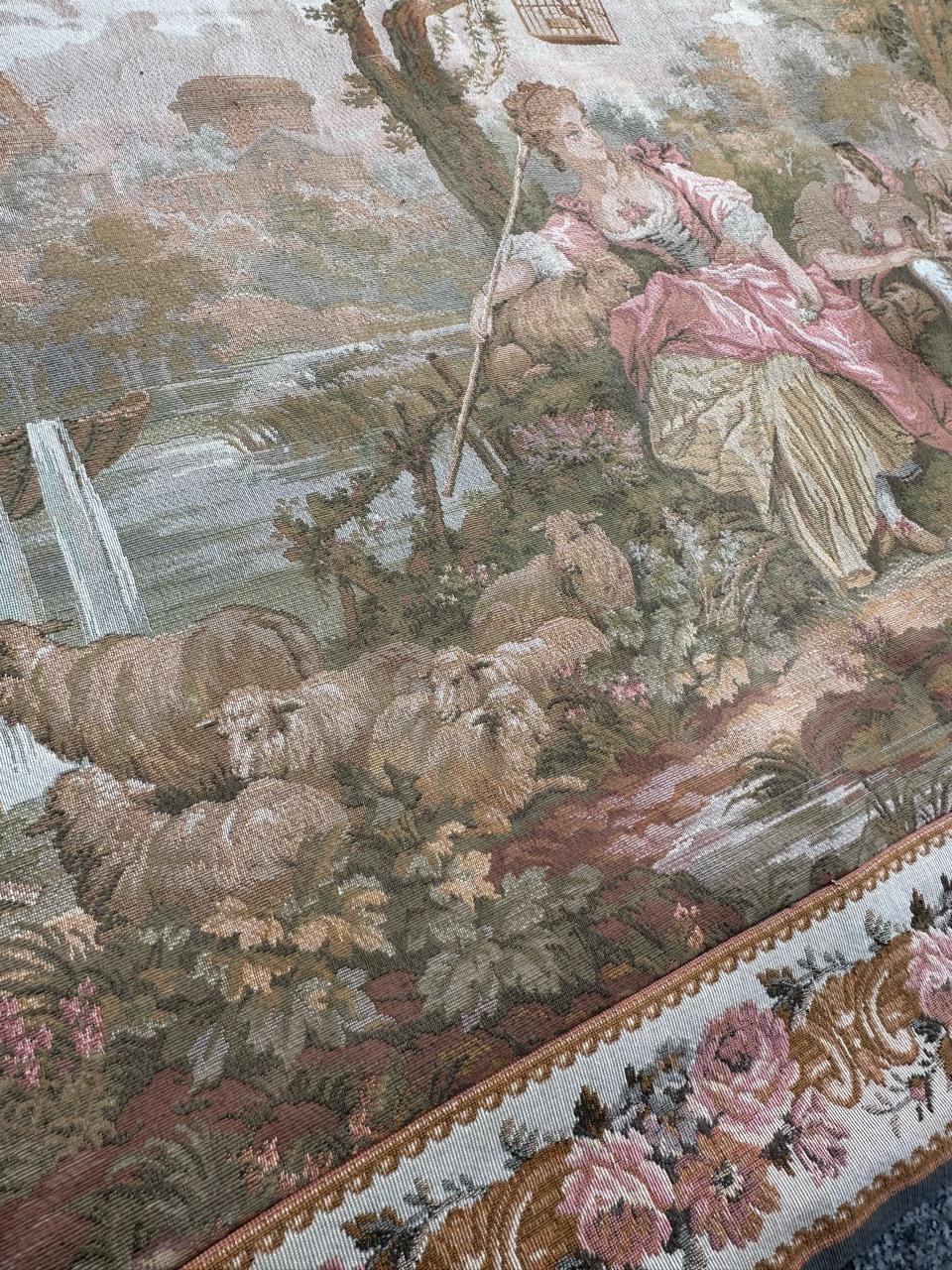 Schöner französischer Jacquard-Wandteppich im Aubusson-Stil, Vintage  