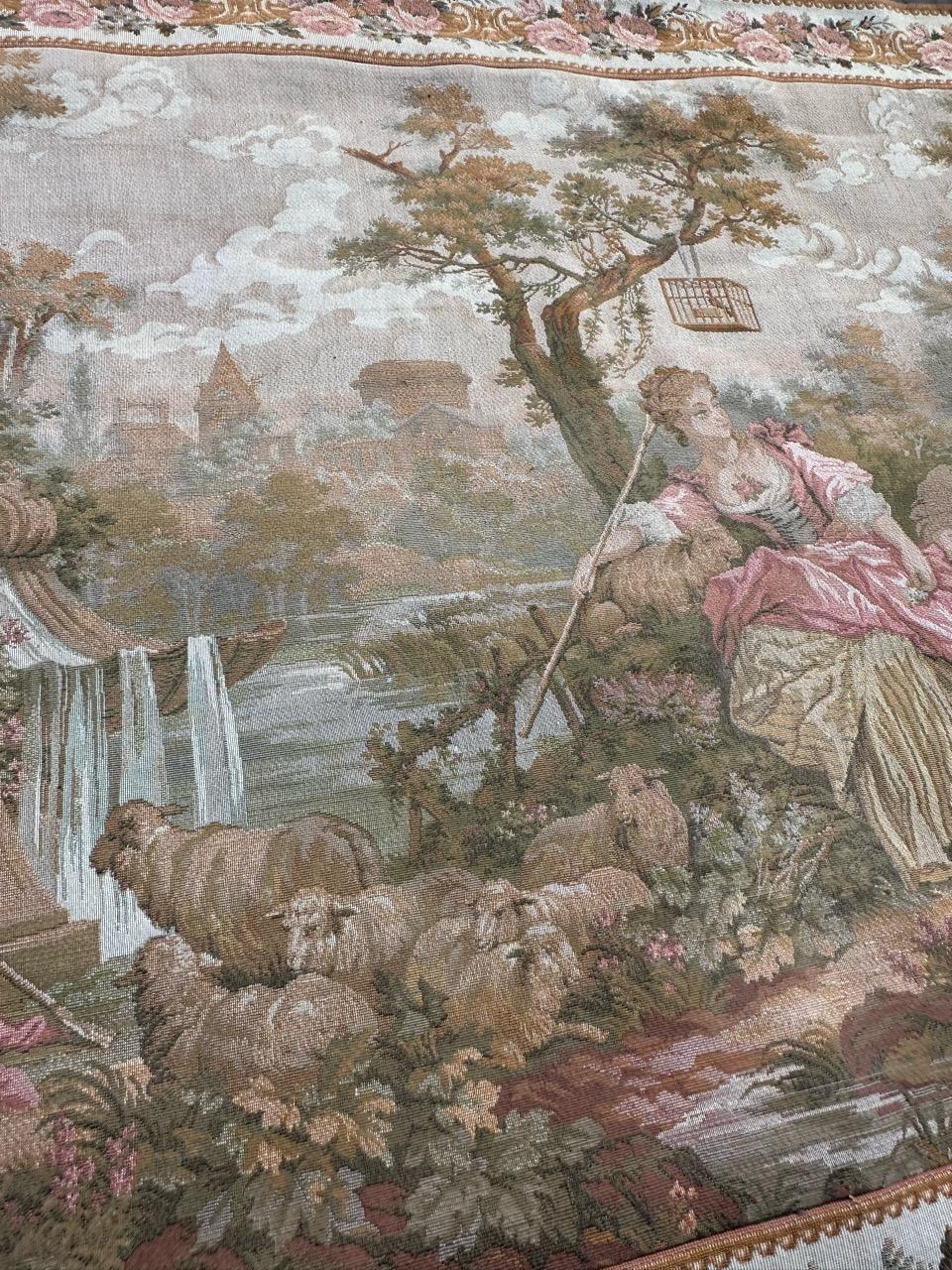 Schöner französischer Jacquard-Wandteppich im Aubusson-Stil, Vintage  