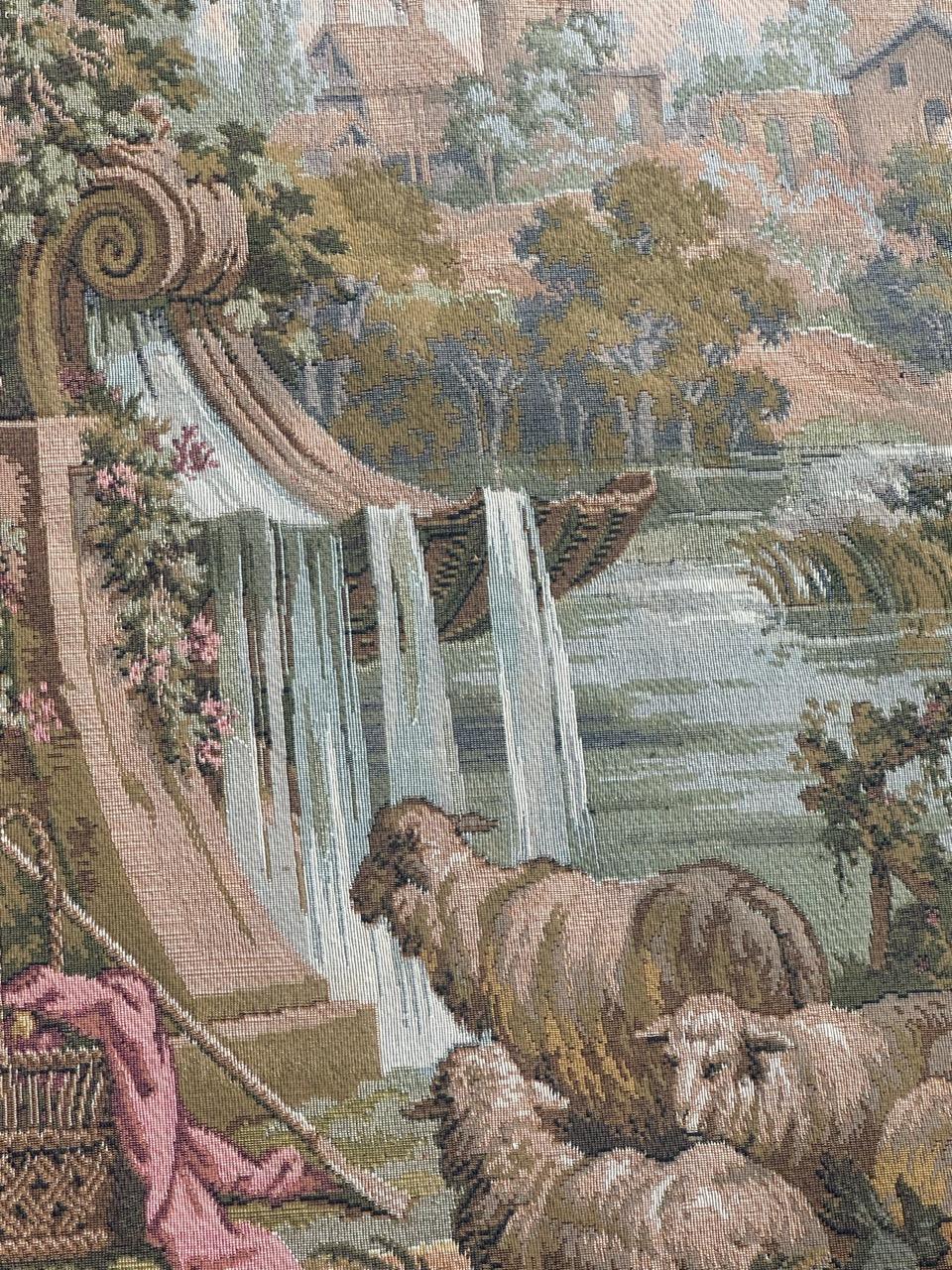 Schöner französischer Jacquard-Wandteppich im Aubusson-Stil, Vintage  