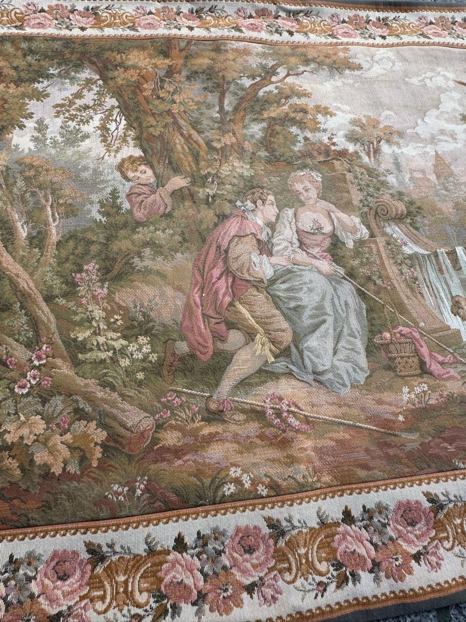 Schöner französischer Jacquard-Wandteppich im Aubusson-Stil, Vintage  