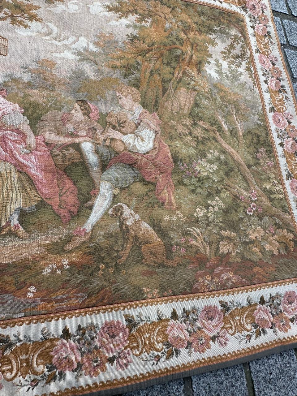 Schöner französischer Jacquard-Wandteppich im Aubusson-Stil, Vintage  