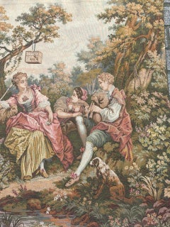 Nice vintage French Aubusson Style Jacquard Tapestry  « lookout and bagpipes »