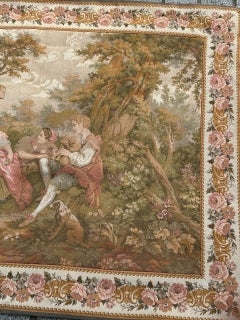 Nice vintage French Aubusson Style Jacquard Tapestry  « lookout and bagpipes »