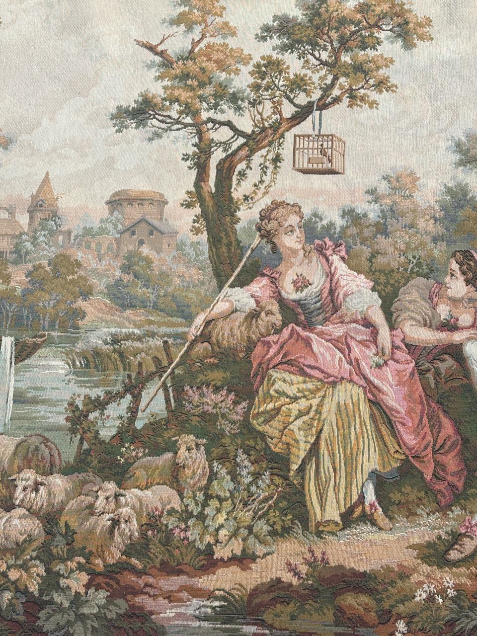 Schöner französischer Jacquard-Wandteppich im Aubusson-Stil, Vintage  