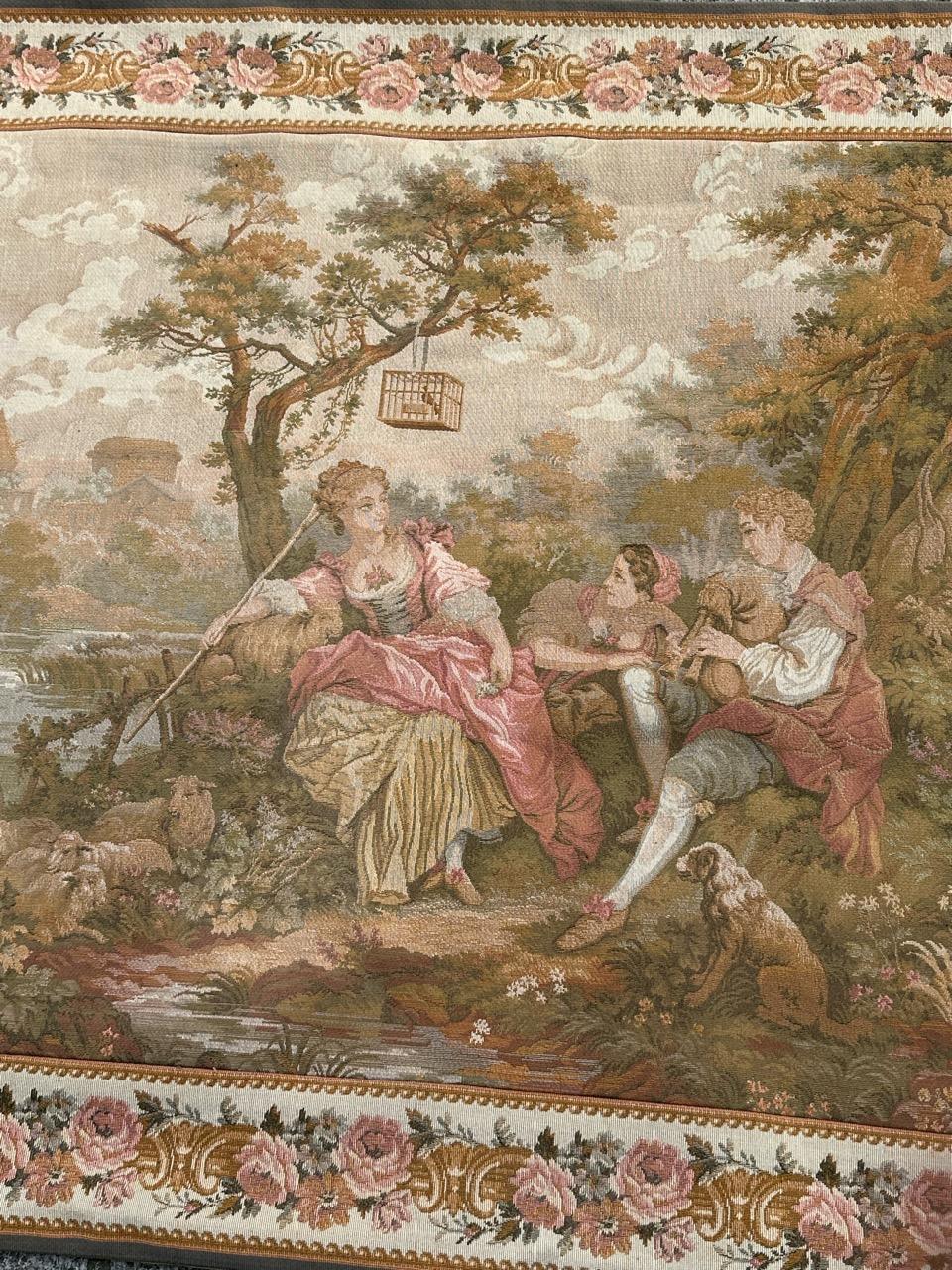 Schöner französischer Jacquard-Wandteppich im Aubusson-Stil, Vintage  