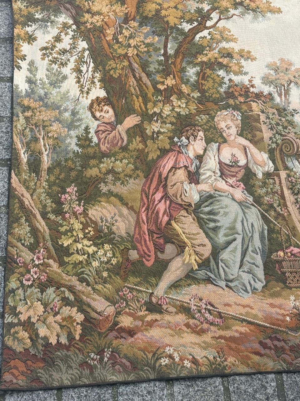 Schöner französischer Jacquard-Wandteppich im Aubusson-Stil, Vintage  