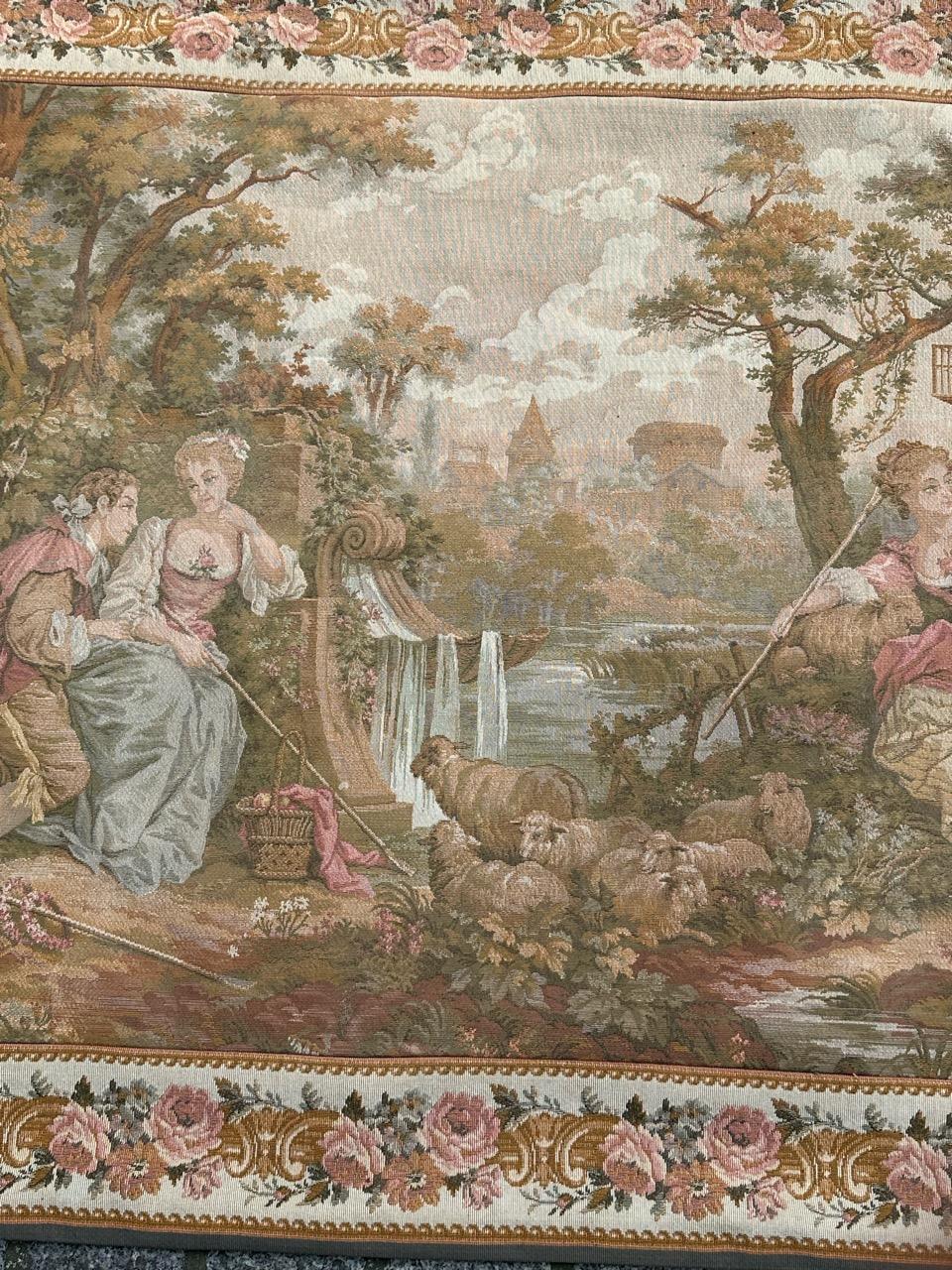 Schöner französischer Jacquard-Wandteppich im Aubusson-Stil, Vintage  