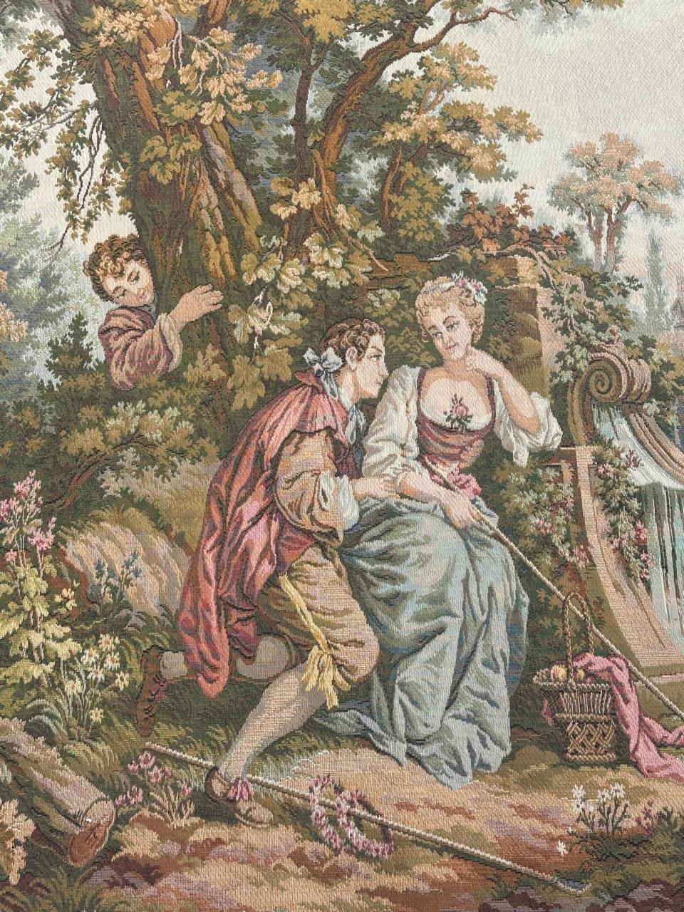 Schöner französischer Jacquard-Wandteppich im Aubusson-Stil, Vintage  