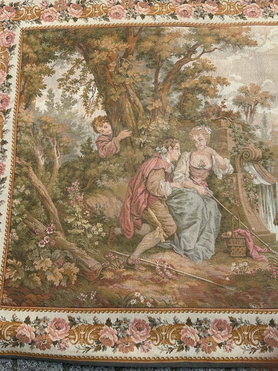 Schöner französischer Jacquard-Wandteppich im Aubusson-Stil, Vintage  