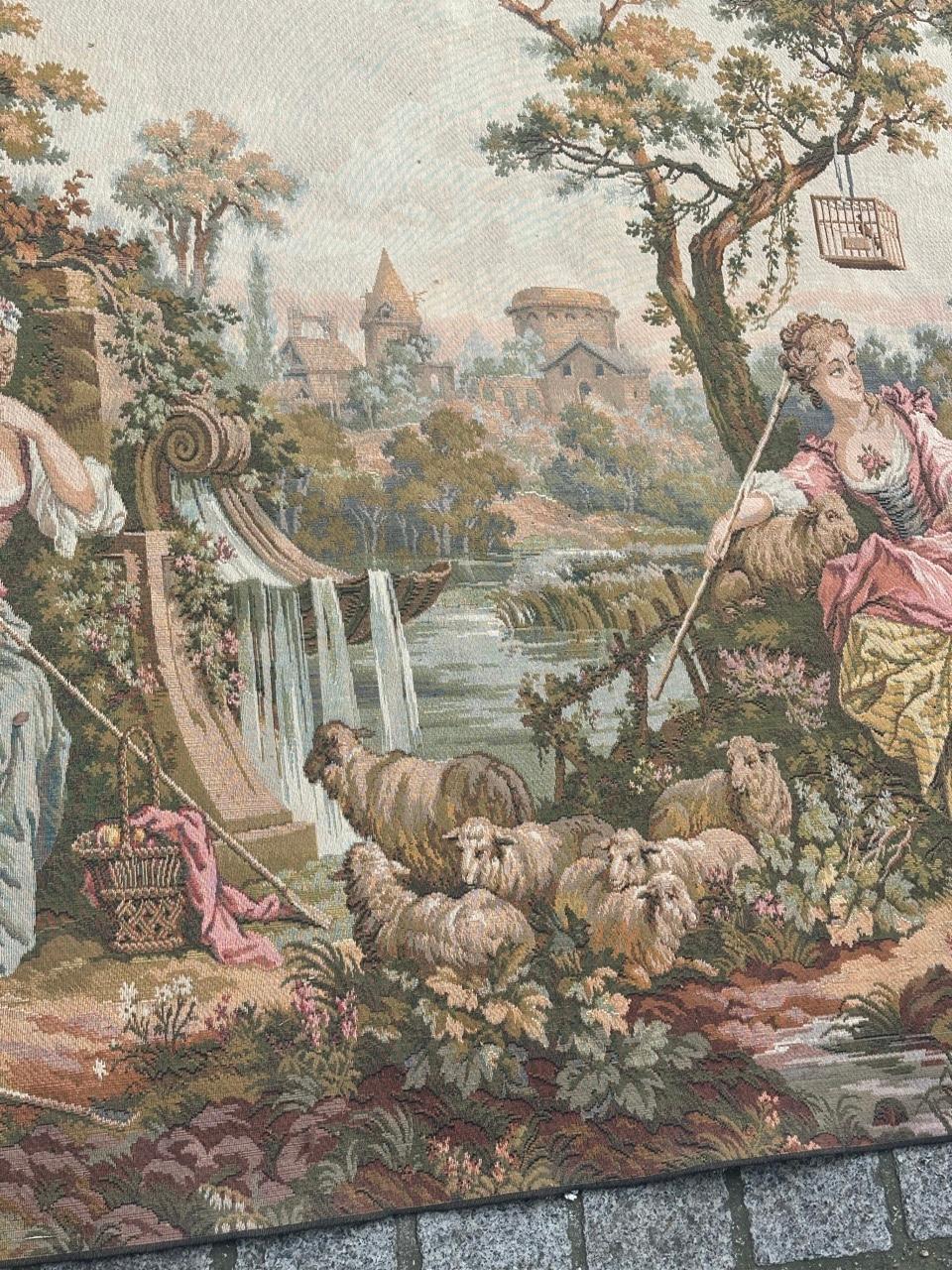 Schöner französischer Jacquard-Wandteppich im Aubusson-Stil, Vintage  
