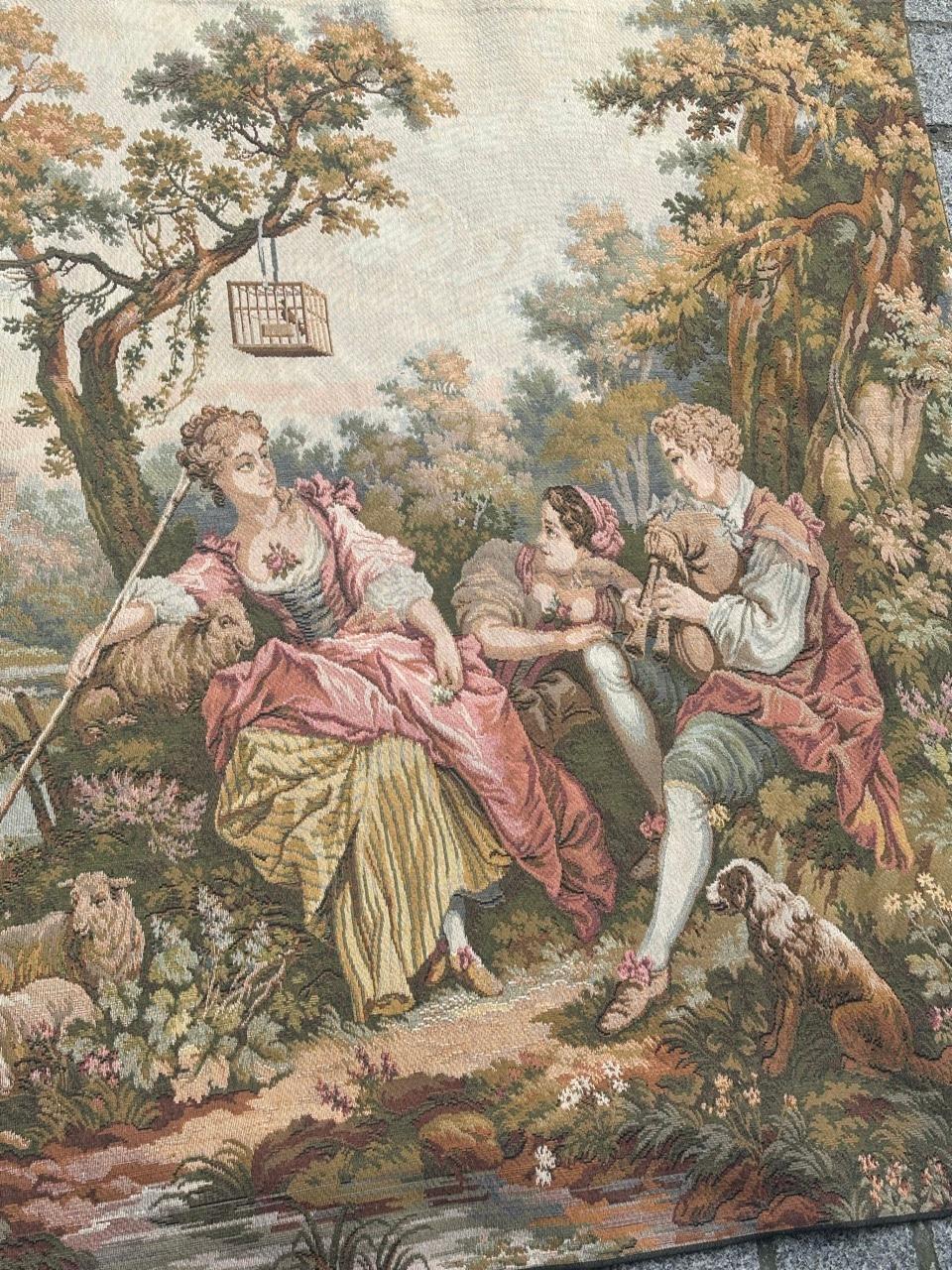 Schöner französischer Jacquard-Wandteppich im Aubusson-Stil, Vintage  