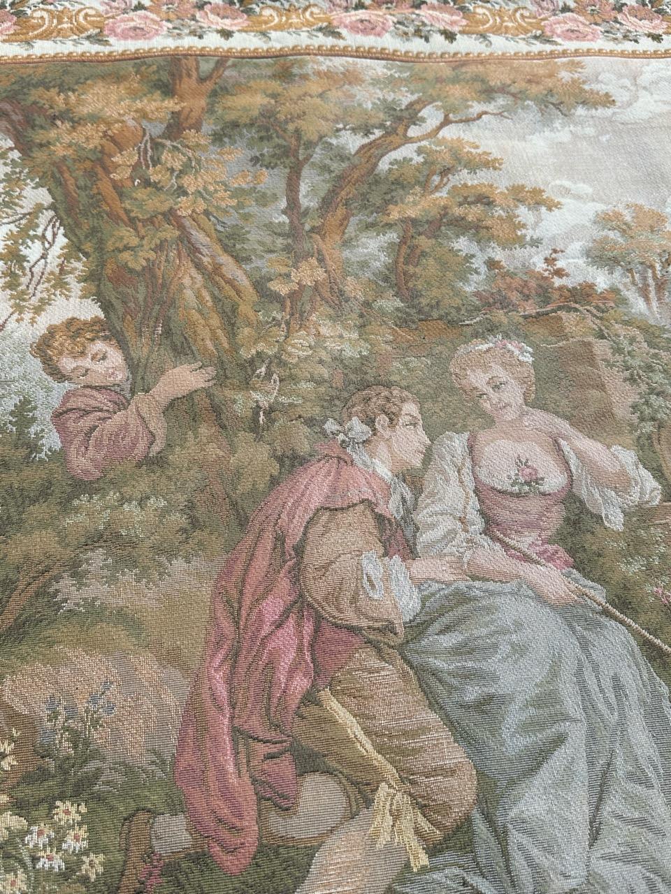 Schöner französischer Jacquard-Wandteppich im Aubusson-Stil, Vintage  