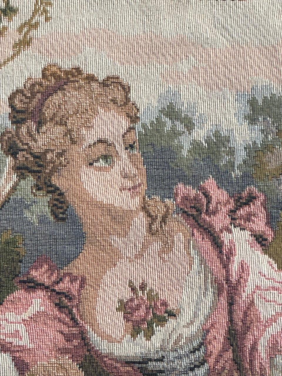 Schöner französischer Jacquard-Wandteppich im Aubusson-Stil, Vintage  
