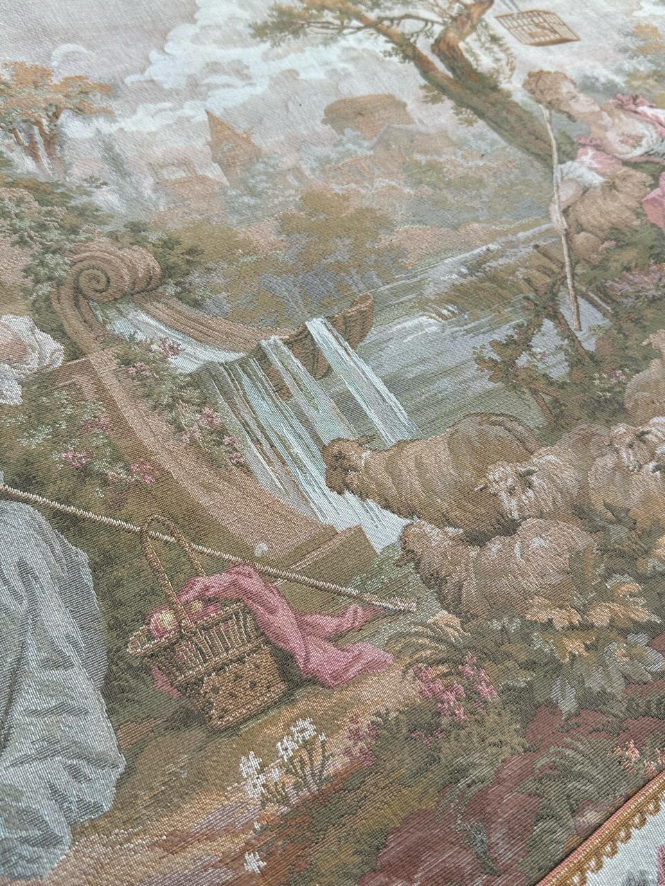 Schöner französischer Jacquard-Wandteppich im Aubusson-Stil, Vintage  