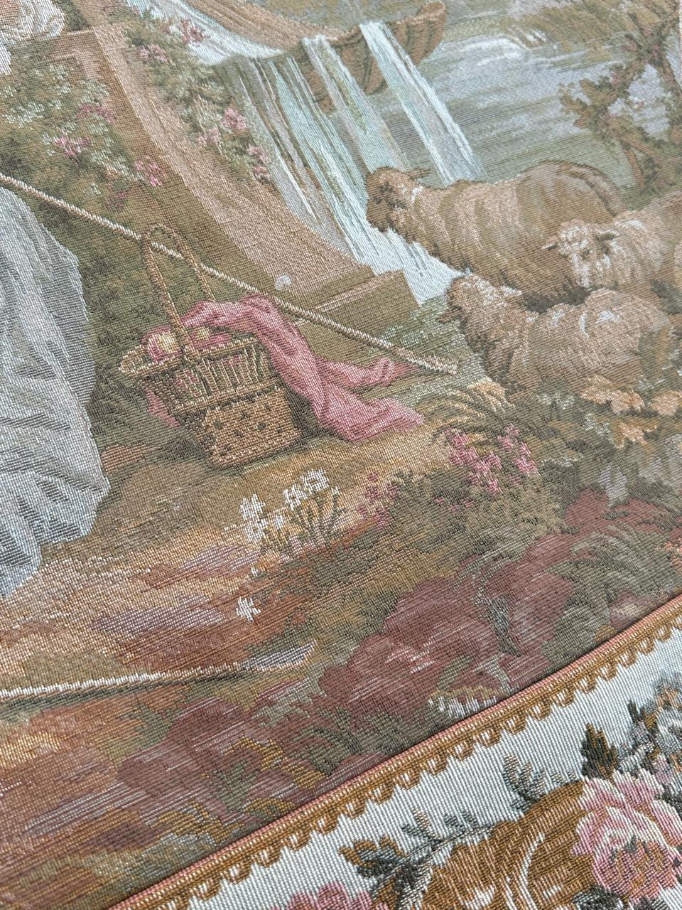 Schöner französischer Jacquard-Wandteppich im Aubusson-Stil, Vintage  