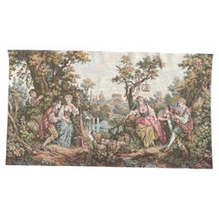Schöner französischer Jacquard-Wandteppich im Aubusson-Stil, Vintage  " Ausguck und Dudelsack "
