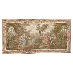 Schöner französischer Jacquard-Wandteppich im Aubusson-Stil, Vintage  " Ausguck und Dudelsack "