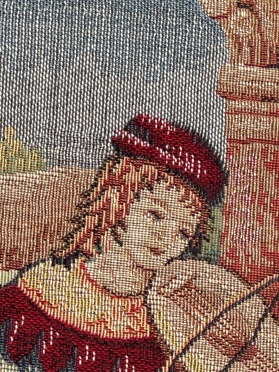Schöner französischer Jacquard-Wandteppich im Aubusson-Stil, Vintage  
