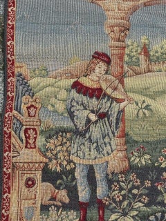 Bell'arazzo Jacquard francese vintage in stile Aubusson  " Trovatore "