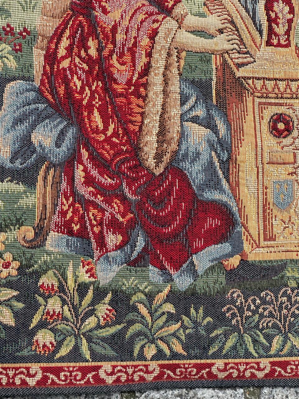Schöner französischer Jacquard-Wandteppich im Aubusson-Stil, Vintage  