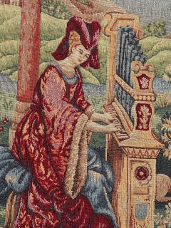Schöner französischer Jacquard-Wandteppich im Aubusson-Stil, Vintage  " junge Dame "