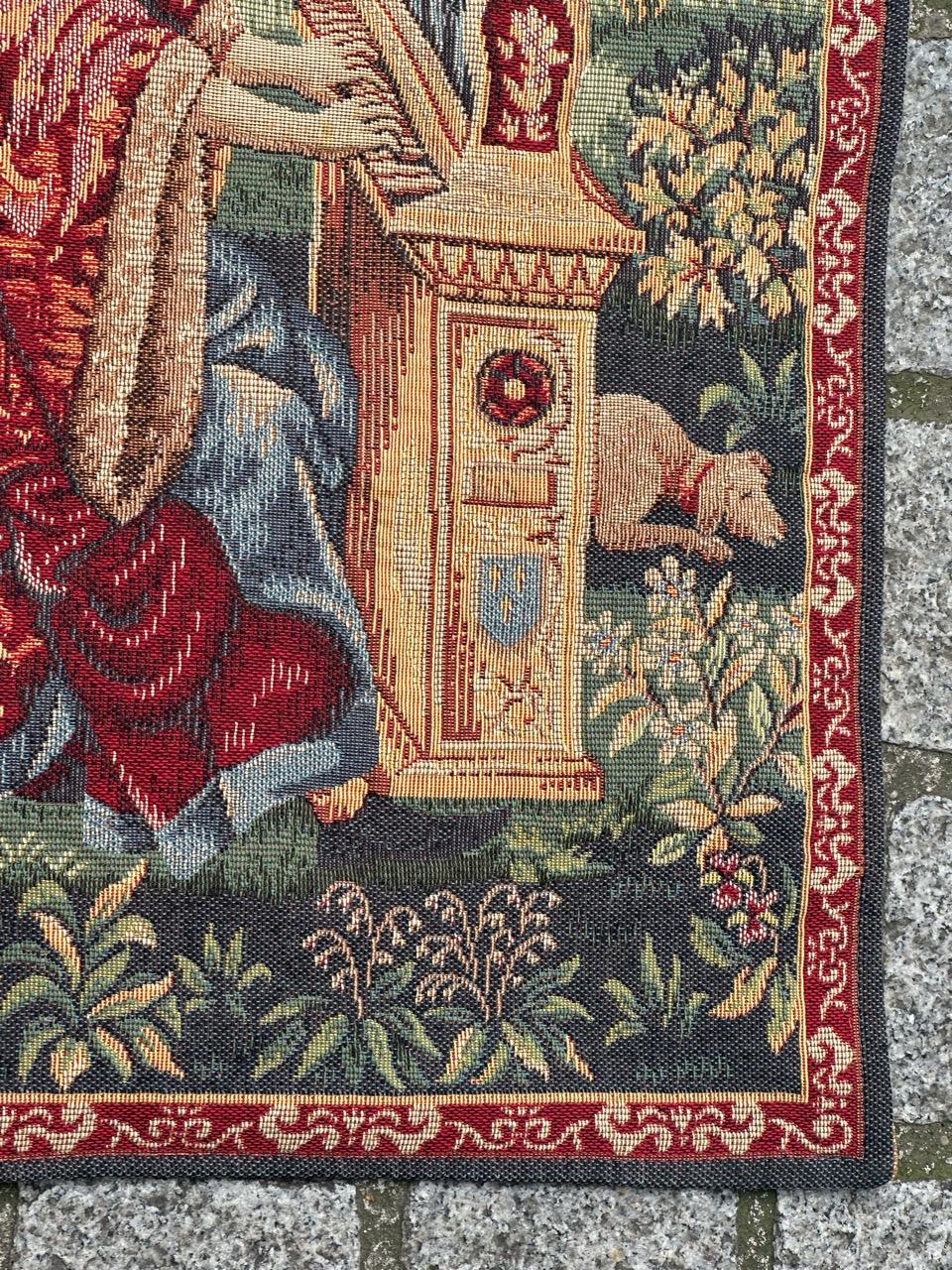 Schöner französischer Jacquard-Wandteppich im Aubusson-Stil, Vintage  