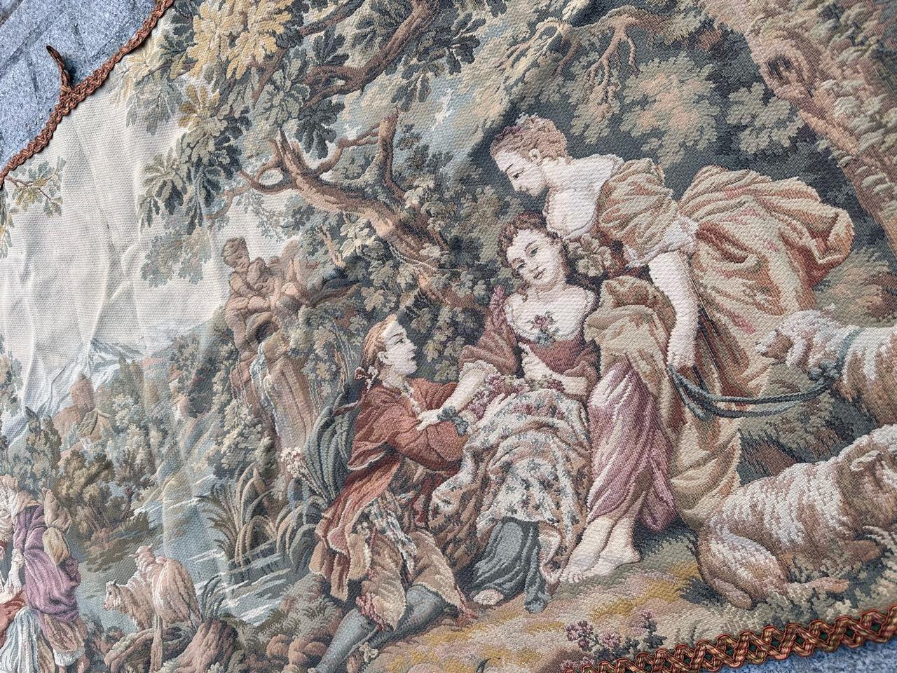 Bobyrug’s Nice vintage French Aubusson style Jaquar tapestry  For Sale 4